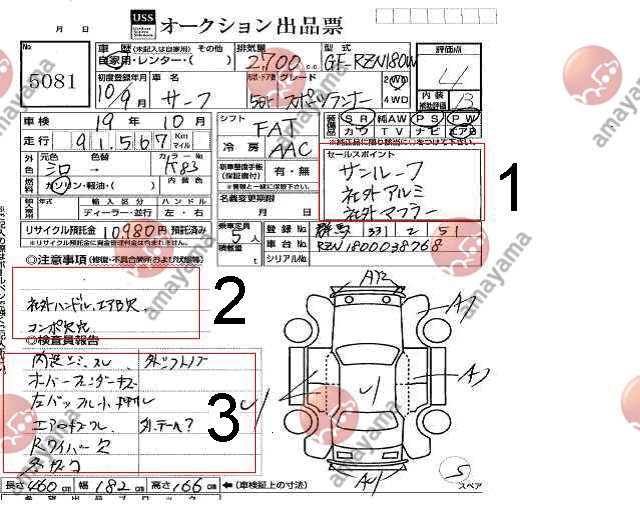 Перевод аукционного листа с японского